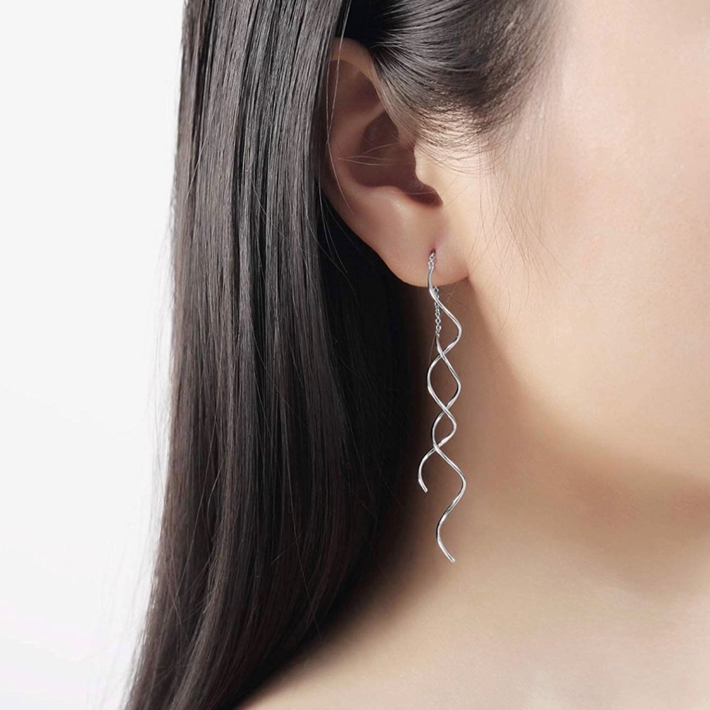 Dangle Curve Twist Shape Spiral Elegant Earrings
